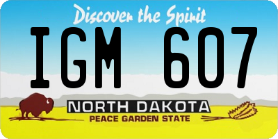 ND license plate IGM607