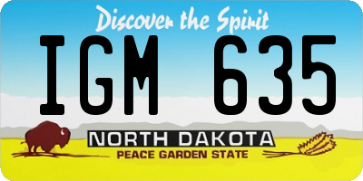 ND license plate IGM635