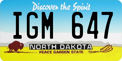 ND license plate IGM647