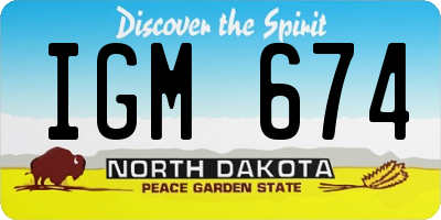 ND license plate IGM674