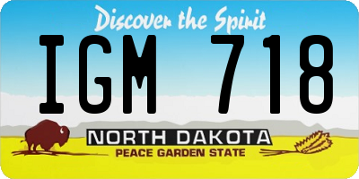ND license plate IGM718