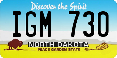ND license plate IGM730