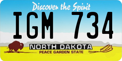 ND license plate IGM734