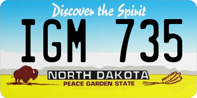 ND license plate IGM735