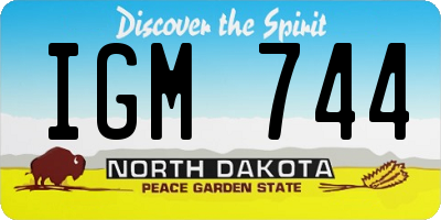 ND license plate IGM744