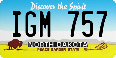ND license plate IGM757