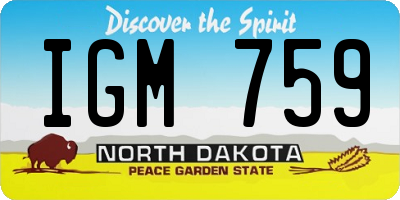 ND license plate IGM759
