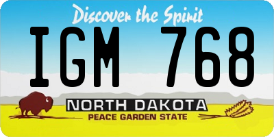ND license plate IGM768