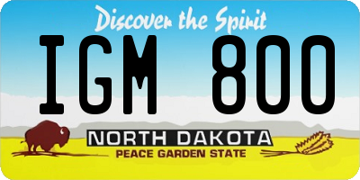 ND license plate IGM800