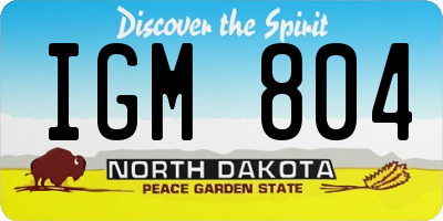 ND license plate IGM804