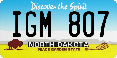 ND license plate IGM807