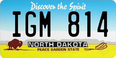 ND license plate IGM814