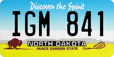ND license plate IGM841