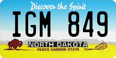 ND license plate IGM849