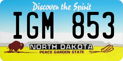 ND license plate IGM853