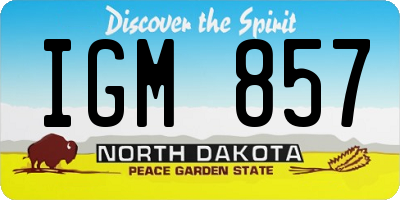 ND license plate IGM857