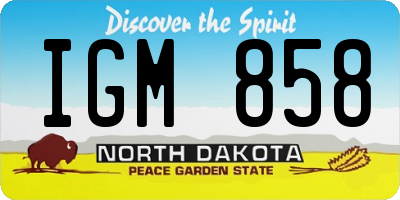 ND license plate IGM858