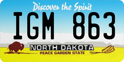 ND license plate IGM863