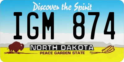 ND license plate IGM874