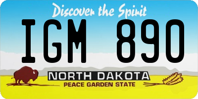 ND license plate IGM890