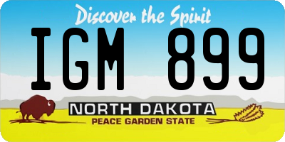 ND license plate IGM899