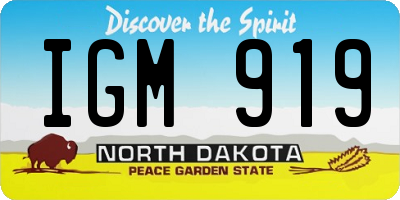 ND license plate IGM919