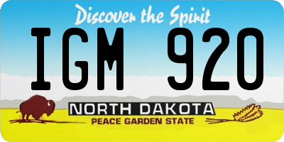 ND license plate IGM920