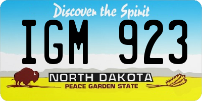 ND license plate IGM923