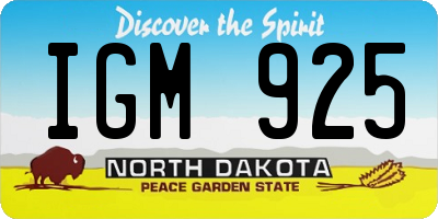 ND license plate IGM925
