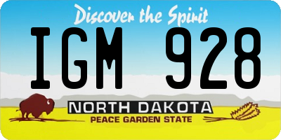 ND license plate IGM928