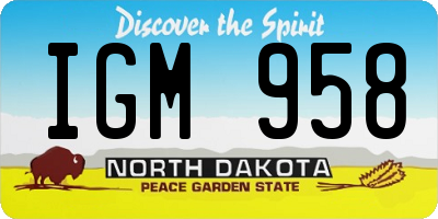 ND license plate IGM958