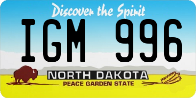 ND license plate IGM996
