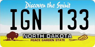 ND license plate IGN133