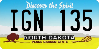 ND license plate IGN135