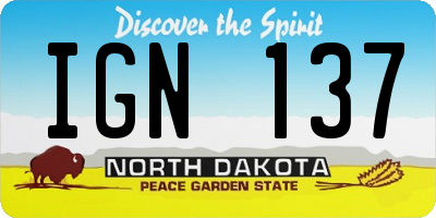 ND license plate IGN137