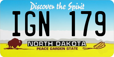 ND license plate IGN179