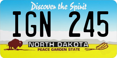 ND license plate IGN245