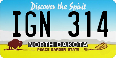 ND license plate IGN314