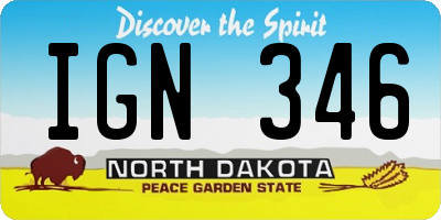 ND license plate IGN346