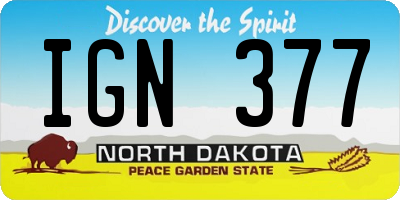 ND license plate IGN377