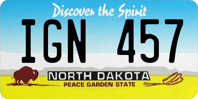 ND license plate IGN457