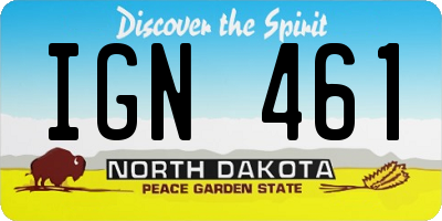 ND license plate IGN461