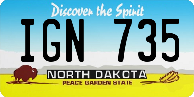 ND license plate IGN735