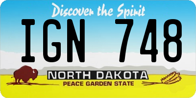 ND license plate IGN748