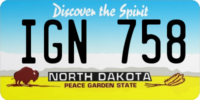 ND license plate IGN758