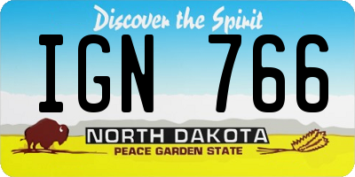 ND license plate IGN766