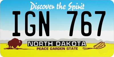 ND license plate IGN767