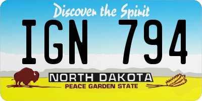 ND license plate IGN794