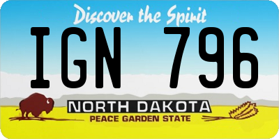 ND license plate IGN796