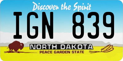 ND license plate IGN839
